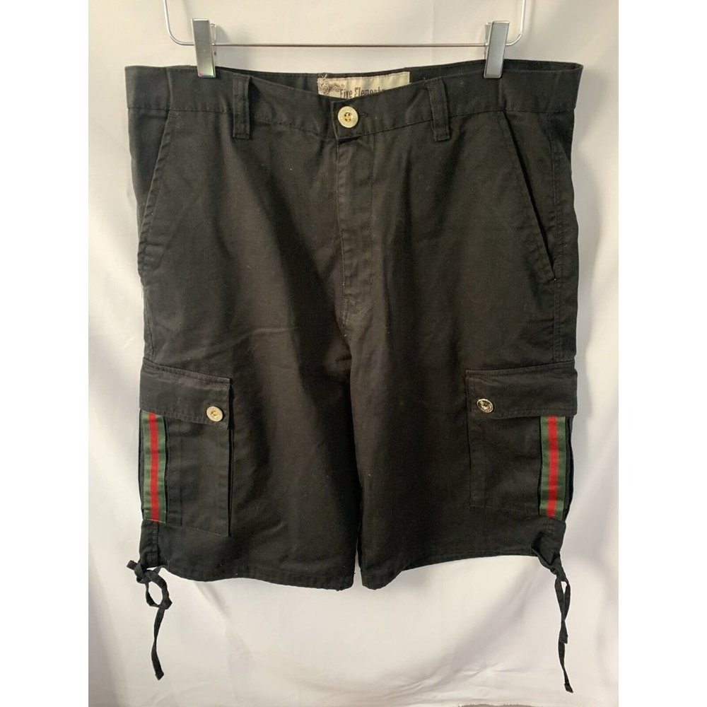 Five Elementz Y2K Vintage Cargo Drawstring Cargo Black Shorts